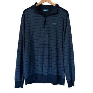 AT&T Quarter Zip Pullover Sweater Blue Striped Long Sleeve Men’s XL